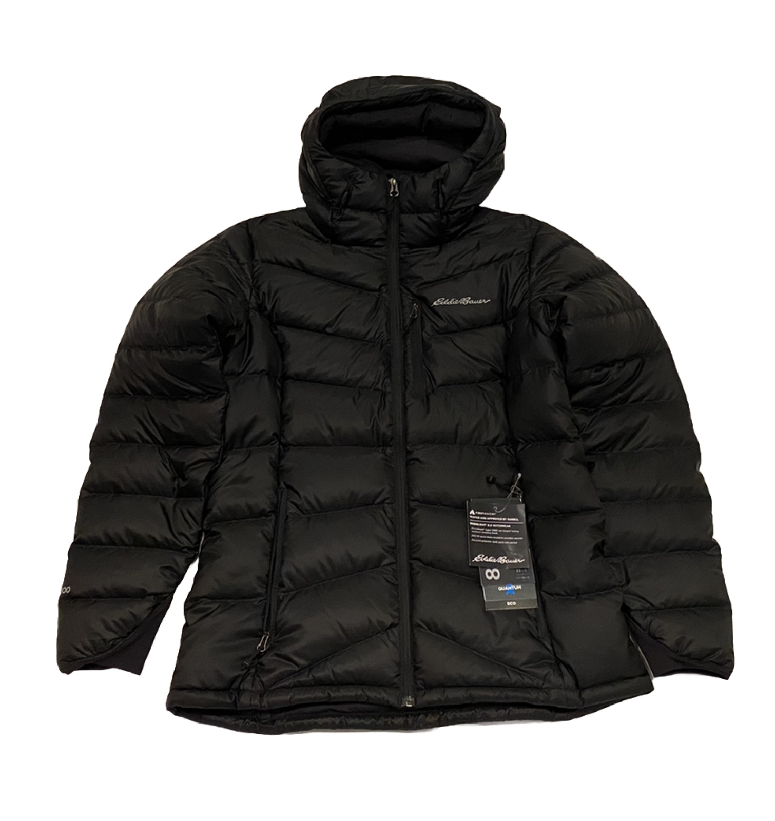 Eddie Bauer Downlight 2.0 800 Fill Hooded Down Jacket Black NWT Women’s
