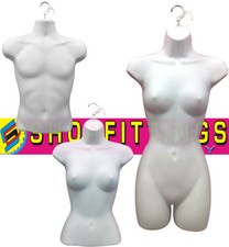 WHITE HIGH QUALITY HALF HANGING MANNEQUIN TORSO BODY FORM DISPLAY BUST  