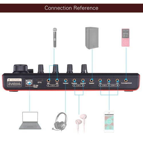 SK300 Live Sound Card External Voice Audio Mixer for Live Music Recording - Picture 3 of 7