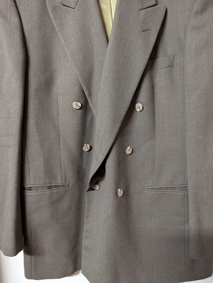 Traje Henry Grethel Worsted Lana Doble Pecho 2 Piezas 44 Largo 38x30 Marrón Foto 3 de 4