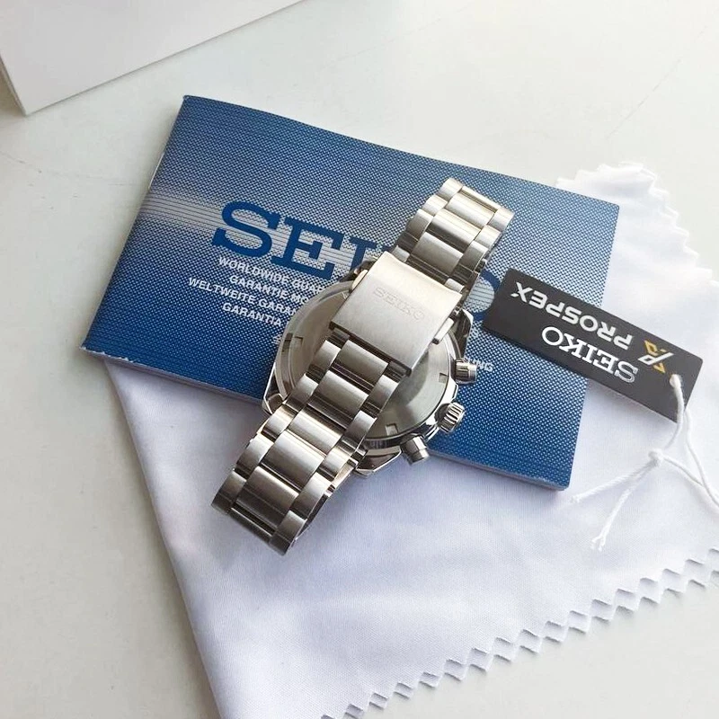 Reloj solar Seiko SSC931 esfera azul para hombre cronógrafo Prospex Speedtimer 41,4 mm Foto 4 de 4