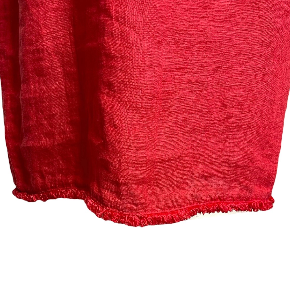 BOHABILLE PARIS Gala Dress 100% Linen Pink Cap Sleeves Fringe Trim Pockets  XL | eBay Australia