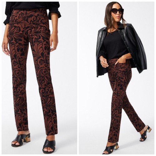 NWOT Chicos Pants Size 4 Slimming Pull On Brigitte Scroll Print Elastic Waist