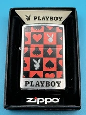 Playboy Gambling Card Clubs Spades Chrome Zippo Lighter NEW 46733