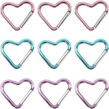 9× Heart Shaped Gift Aluminum Alloy Carabiner Hook Snap Clip Key Holder Keychain