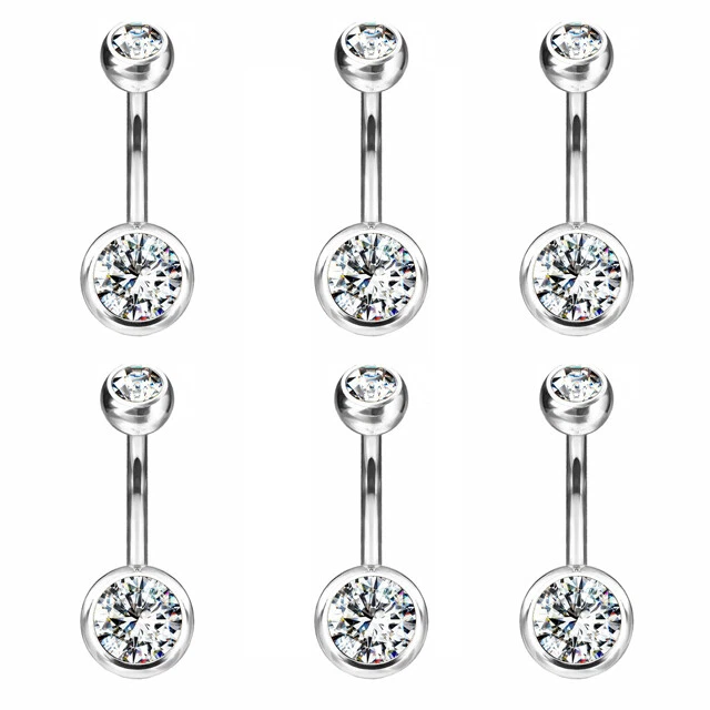 14G 6 piezas Titanio Ombligo Ombligo Anillos Implante Grado Doble Joya Bisel Set Foto 3 de 4