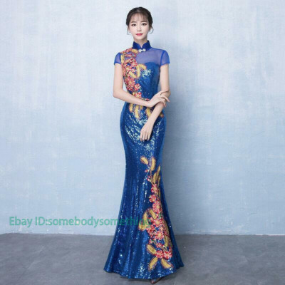 Women Embroidery Sequin Qipao Chinese Cheongsam Evening Party Gown Wedding Dress | eBay Women Embroidery Sequin Qipao Chinese Cheongsam Evening Party Gown Wedding Dress | eBay