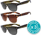 Sunglasses (Pack of 3) Vintage Retro Men's Women's UV400, Tortoiseshell Frame