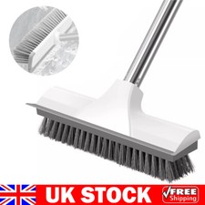 Long Handle Floor Scrub Brush 2 in 1 Floor Scrubber and Squeegee for Cleaning UK