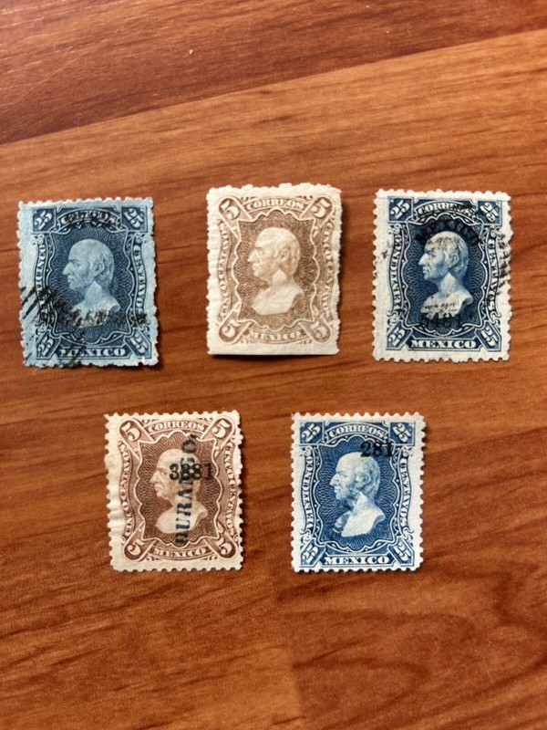 MEXICO 1874 - 1883 Postal Stamps " Miguel Hidalgo " RARE - Old Lot Set Of 5...