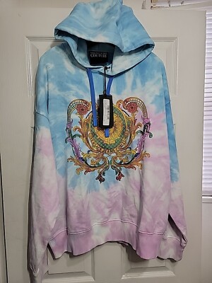 NWT Versace Jeans Couture Tye Dye Mens Pullover Hoodie Sweatshirt