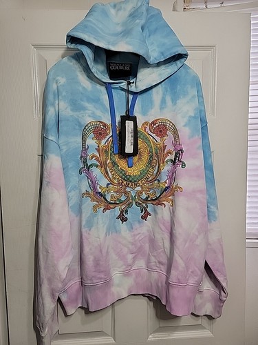 NWT Versace Jeans Couture Tye Dye Mens  Pullover Hoodie Sweatshirt Size Medium