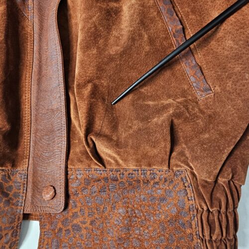 Vintage Avanti Burnt Orange Leopard Print Pig Suede Jacket Womens Size Medium - Picture 17 of 20