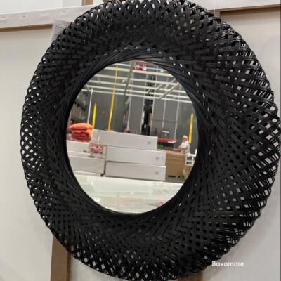 IKEA RISBYGD 壁掛け鏡 ブラック イケア RISBYGD リスビーグド ミラー