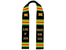 Kente Graduation Stole Educated Black Queen Kente Cloth Sash Class of 2025 20...