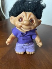 Vintage "Thomas Dam 1977 Made In Denmark" Troll Black Hair Big Eyes And Ears