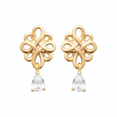 Dangling Earrings In Gold Plated - Baroque Arabesque Zirconium