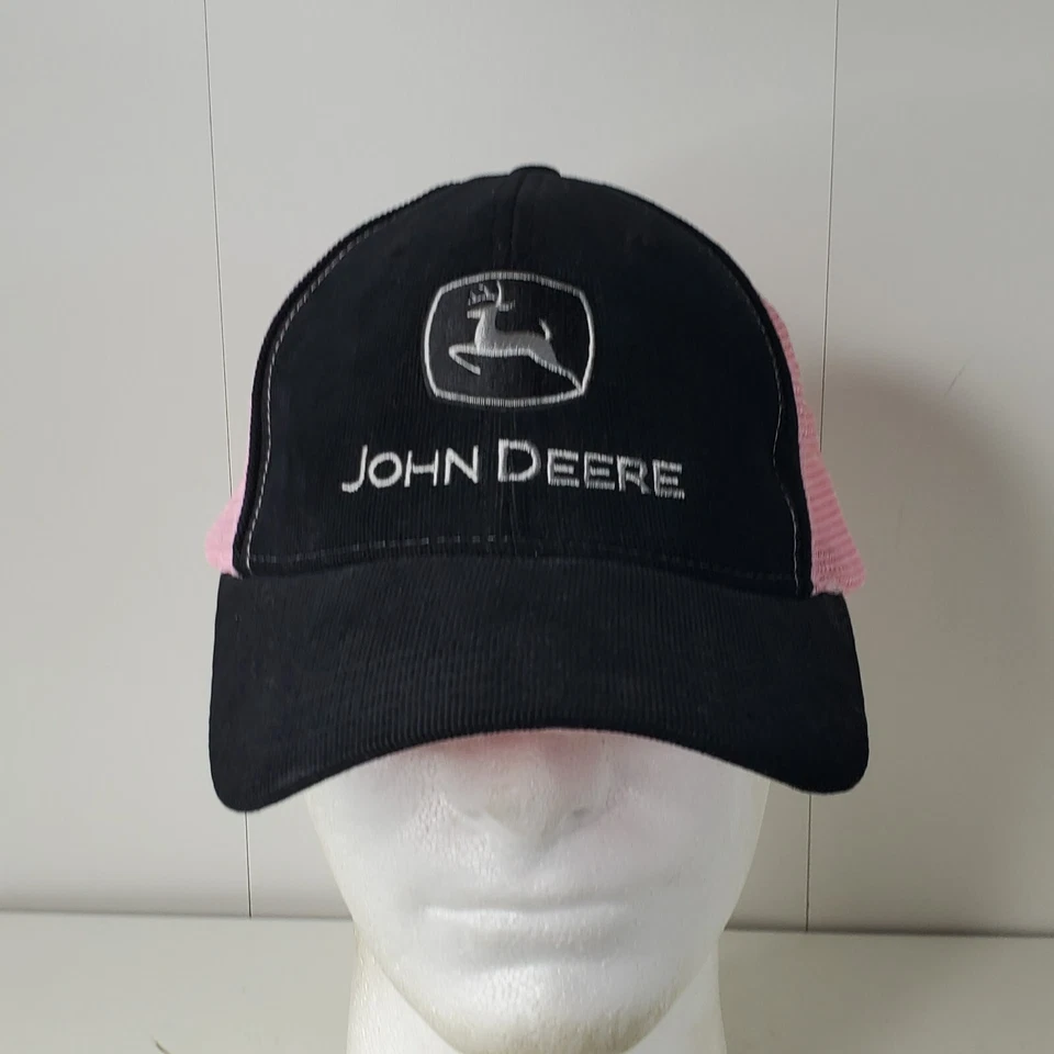 Gorra de béisbol John Deere negra pana rosa camionero con logotipo para mujer tractor granja Foto 2 de 4