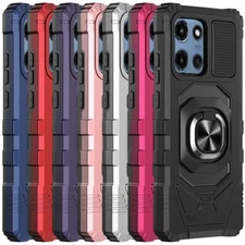 For Motorola Moto G Play 2026 Case Metal Ring Magnetic Support Kickstand Cover