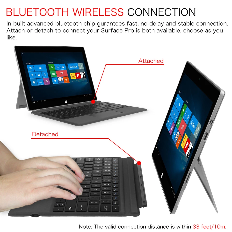 For Microsoft Surface Pro 7 Plus/ 7 /6 12.3'' Type Cover Slim Bluetooth Keyboard - Image 3 of 4