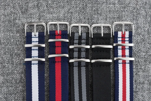 20mm Military Nylon Canvas Wrist Watch Band Straps Stainelss Steel & PVD Bond