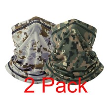 2Pack Camo Quick Dry Neck Gaiter Half Face Mask for Summer Fishing Hunting
