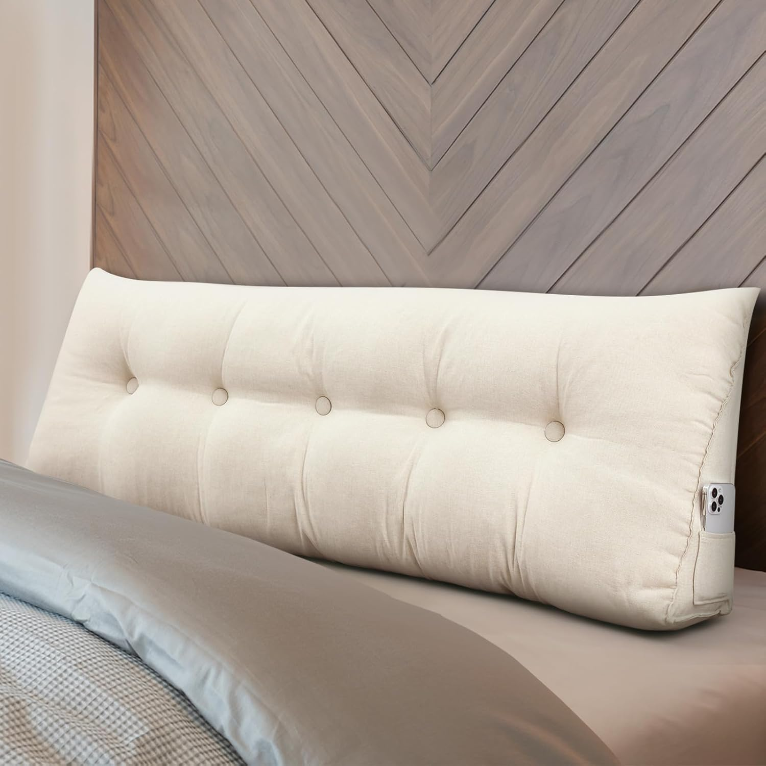 Queen Wedge Pillow for Headboard Support & Comfortable Reading in Bed-image