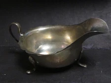 Vintage Sterling Edward Viners GRAVY BOAT Footed Sheffield  108 Gr No Mono