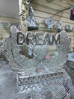 Crushed Dream Herz Flügel für die Liebe Silber Ornament Figur Bling Diamond