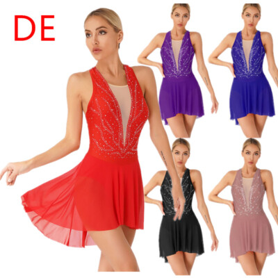 GSJNHY Ballettkleid Damen Lyrisch - Asymmetrisches Tanzkleid Mit Spitze Für Ballett & Eiskunstlauf