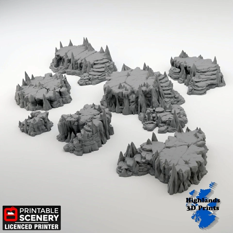 PRINTABLE SCENERY Raised Caverns Scatter Terrain Tabletop Gaming DnD 3DPrint 32/28/20/15/10