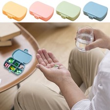 Portable Small Pill Box 6 Compartments Travel Pill Container Vitamin Case