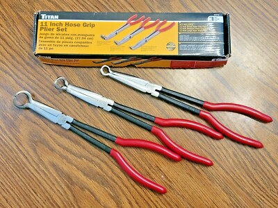 Titan 3pc 11'' Long Nose Hose Gripping Pliers Set #60776