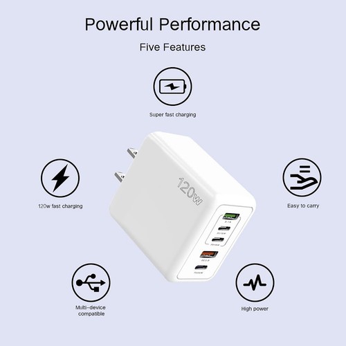 120W Fast Charger With 5 Ports 3PD+2USB Multiport Charger Block For Multiple - Picture 6 of 10