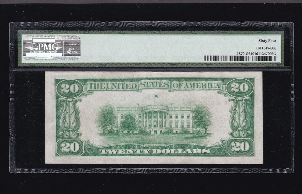 US 1929 $20 FRBN Federal Reserve Bank of Chicago FR 1870-G PMG 64 Ch CU (378) - Image 2 of 2