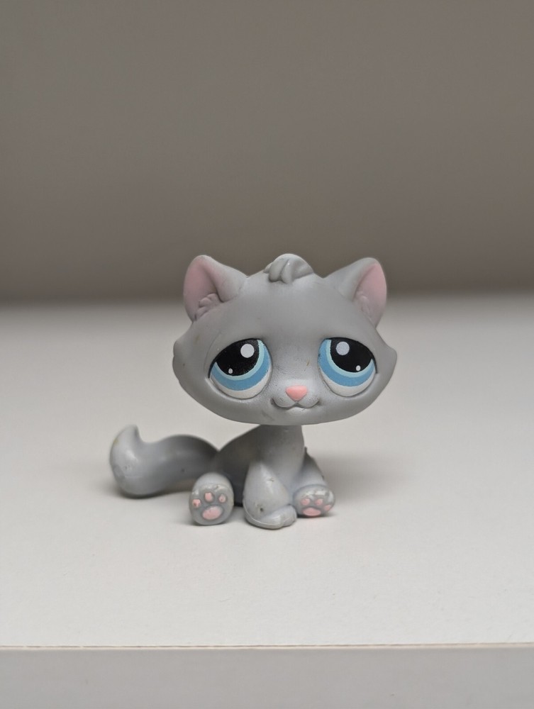 LITTLEST PET SHOP GREY TABBY CAT #177 LPS Hasbro Blue Eyes