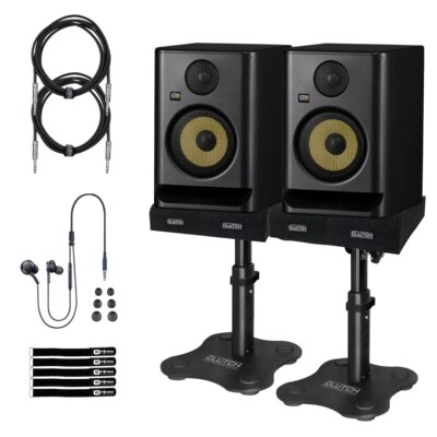 KRK Generation 5 Rokit RP5 G5 5'' Powered Studio Monitor Speakers TRS Desk Stands