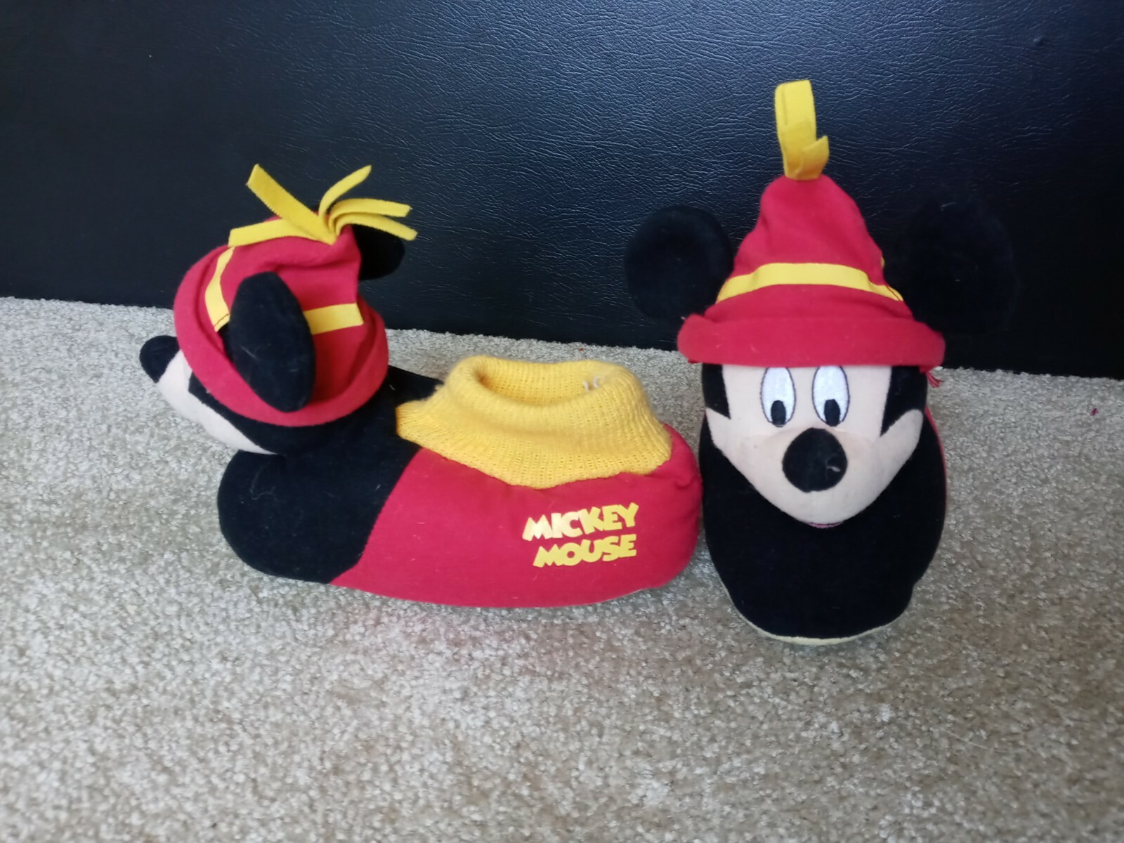 PANTOFOLA D’ORO PANTOFOLE VINTAGE TOPOLINO BAMBINO BUSTER MARRONI TAGLIA 11 12