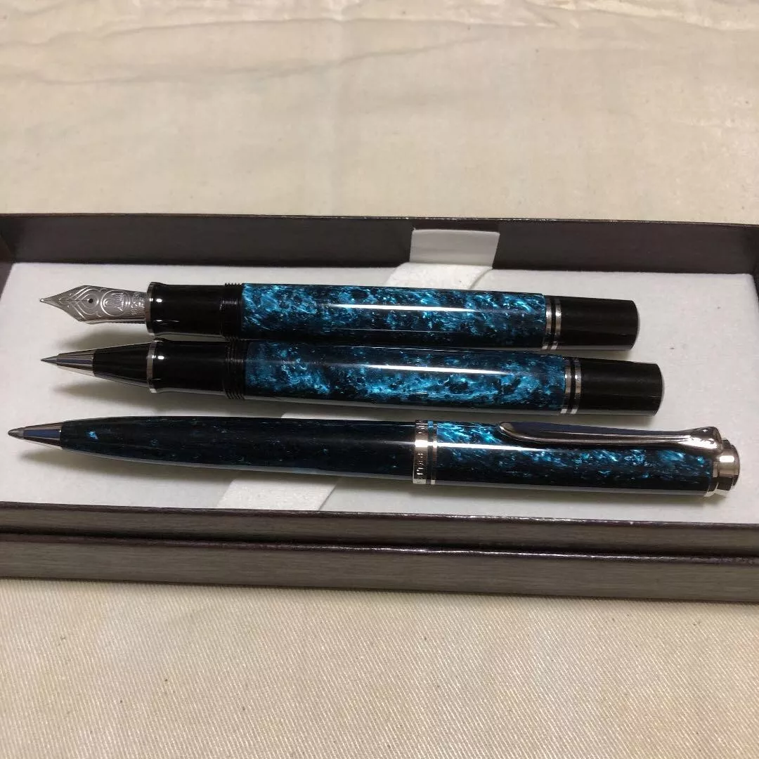 Pelikan Souveran M805 Ocean Swirl Fountain Pen & Ballpoint Pen & Rollerball Set