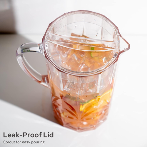 Shatterproof Tritan Plastic Water Pitcher with Lid, Myrtle Beach 88Oz Unbreakabl - Picture 5 of 9