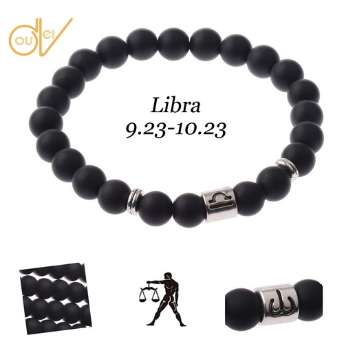 Fashion Handmade 12 Constellation Black Scrub Lava Zodiac Cuff Bangle Bracelets - Picture 4 of 48
