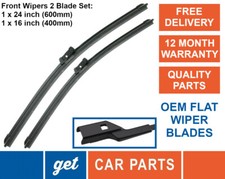 Front Wiper Blades (24" + 16") for Skoda Fabia from 2014 onwards Exact Fit OEM