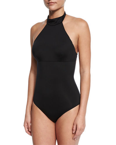 Onia Black Heather Choker Solid One-Piece Swimsuit Women's Onia Black Heather Choker Solid One-Piece Swimsuit Women's