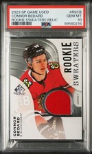 2023 UPPER DECK SP GAME USED RC SWEATERS RELIC #RSCB CONNOR BEDARD RC PSA 10