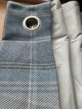 NEXT Lined Eyelet Opaque Curtains Blue/Grey Check Tartan 168x229cm