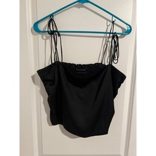Urban Outfitters Black Camisole with Ribbon Straps Size L