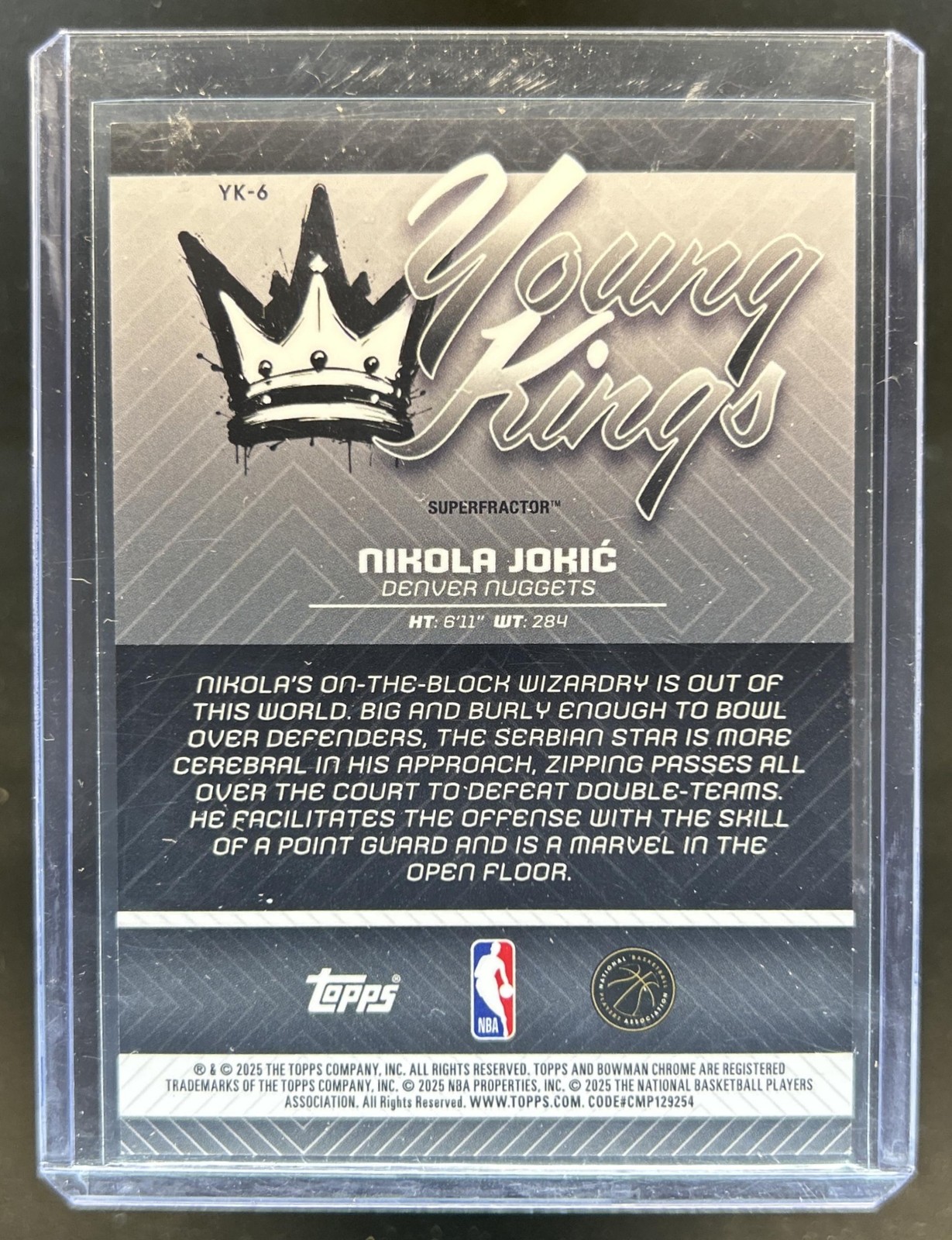 2025-26 Bowman Nikola Jokic Chrome Young Kings SuperFractor #1/1 Nuggets view 2
