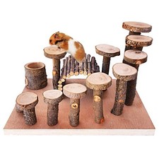 Wooden Hamster Platform Toy Chinchilla Activity Playground Stand Ladder Guine...
