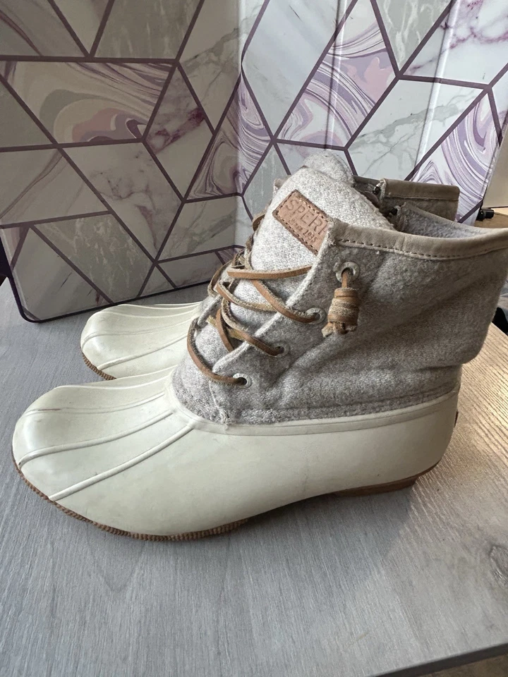 Botas de lana en relieve de agua salada Sperry STS82473 Off White Duck para mujer talla 6,5 Foto 3 de 4