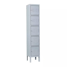 5-Tier Shelf Metal Locker for Employees Students Storage Cabinet Locker in Gray